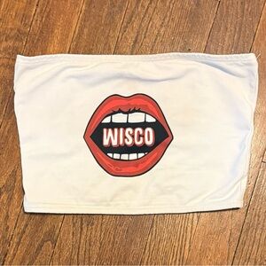 “Wisco” University Of Wisconsin Lips Tube Top White / Red One Size (O/S) Badgers